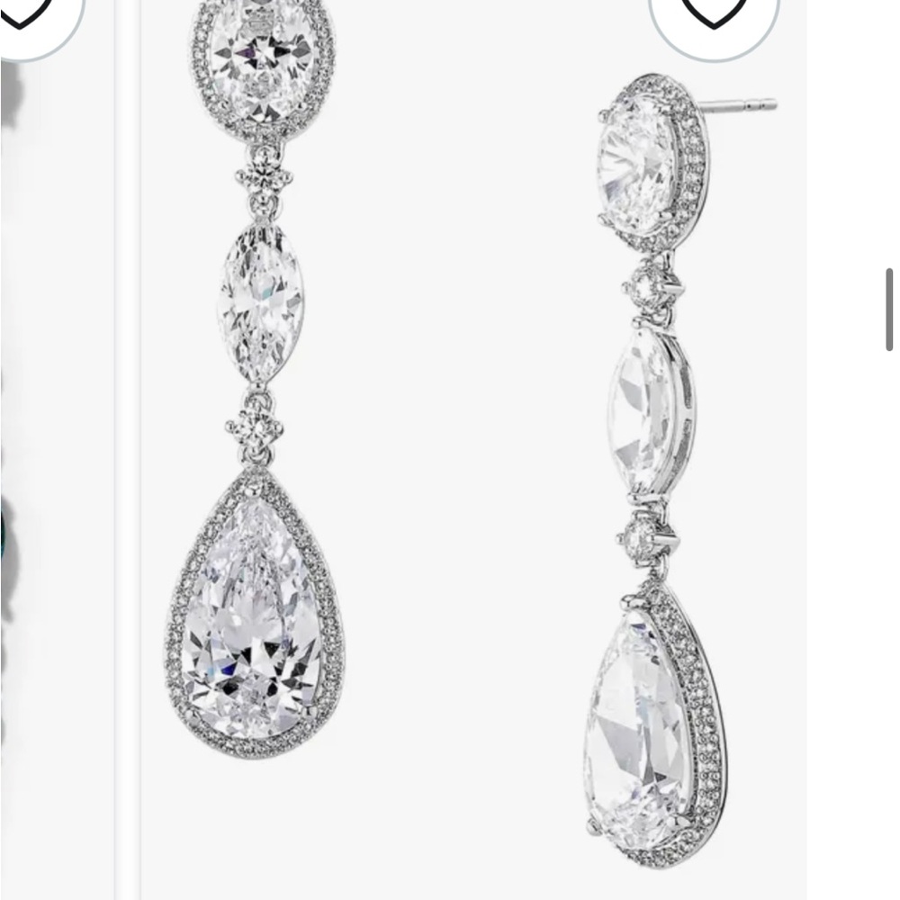 Brand New Nadri Silver Teardrop Dangle Earrings